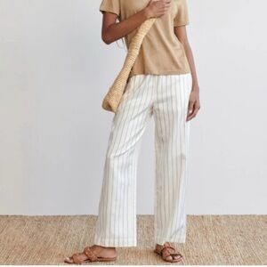 Jenni Kayne Bianca White and Tan Striped Wide Leg Pants - XL